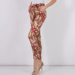 Legginsy / Tregginsy^Royalfashion Brązowe damskie tregginsy w piórka brązowy