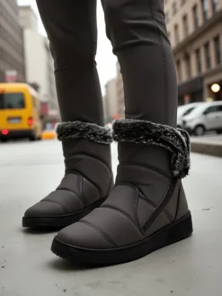 Botki Z Delikatnym Ociepleniem|Śniegowce^Royalfashion Buty a'la śniegowce damskie Baccinis gołębi szary