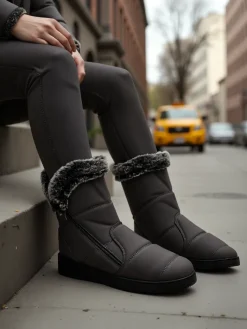 Botki Z Delikatnym Ociepleniem|Śniegowce^Royalfashion Buty a'la śniegowce damskie Baccinis gołębi szary