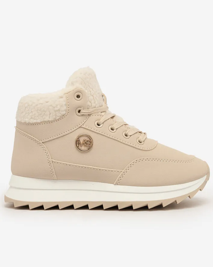 Ocieplane|Sneakersy^Royalfashion Buty sportowe damskie z ociepleniem w kolorze m Cerrto beżowy