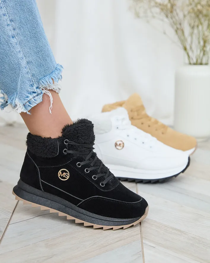 Ocieplane|Sneakersy^Royalfashion Buty sportowe damskie z ociepleniem w kolorze m Cerrto czarny