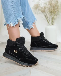 Ocieplane|Sneakersy^Royalfashion Buty sportowe damskie z ociepleniem w kolorze m Cerrto czarny