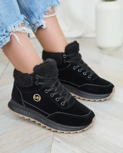 Ocieplane|Sneakersy^Royalfashion Buty sportowe damskie z ociepleniem w kolorze m Cerrto czarny