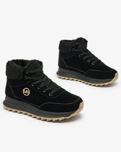 Ocieplane|Sneakersy^Royalfashion Buty sportowe damskie z ociepleniem w kolorze m Cerrto czarny