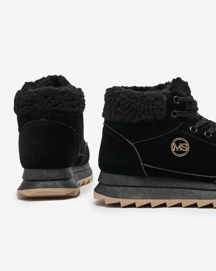 Ocieplane|Sneakersy^Royalfashion Buty sportowe damskie z ociepleniem w kolorze m Cerrto czarny