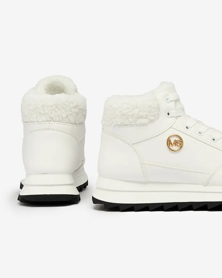 Ocieplane|Sneakersy^Royalfashion Buty sportowe damskie z ociepleniem w kolorze m Cerrto biały