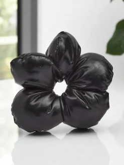 Akcesoria Do Włosów^Royalfashion Błyszcząca gumka do włosów w kształcie kwiatu czarny