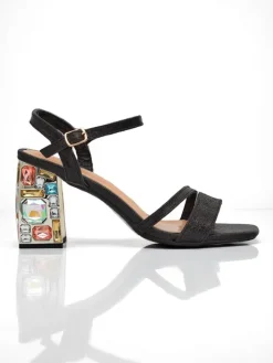 Buty Na Wielkie Wyjście|Sandały Na Słupku^Royalfashion Błyszczące damskie sandały Crystal Charm