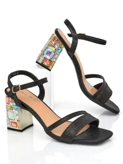 Buty Na Wielkie Wyjście|Sandały Na Słupku^Royalfashion Błyszczące damskie sandały Crystal Charm