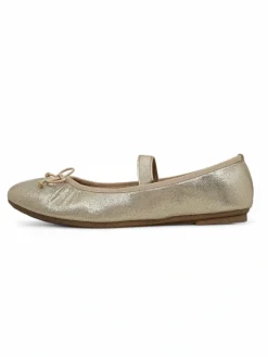 Buty Na Wielkie Wyjście|Baleriny Klasyczne^Royalfashion Błyszczące damskie baleriny z kokardką i gumką Safte złoty