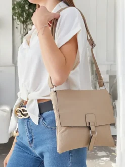 Małe Torebki^Royalfashion Casualowa damska torebka z eko skóry jasny brązowy