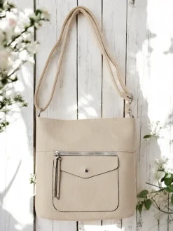 Małe Torebki^Royalfashion Casualowa damska torebka z eko skóry Jasny beż