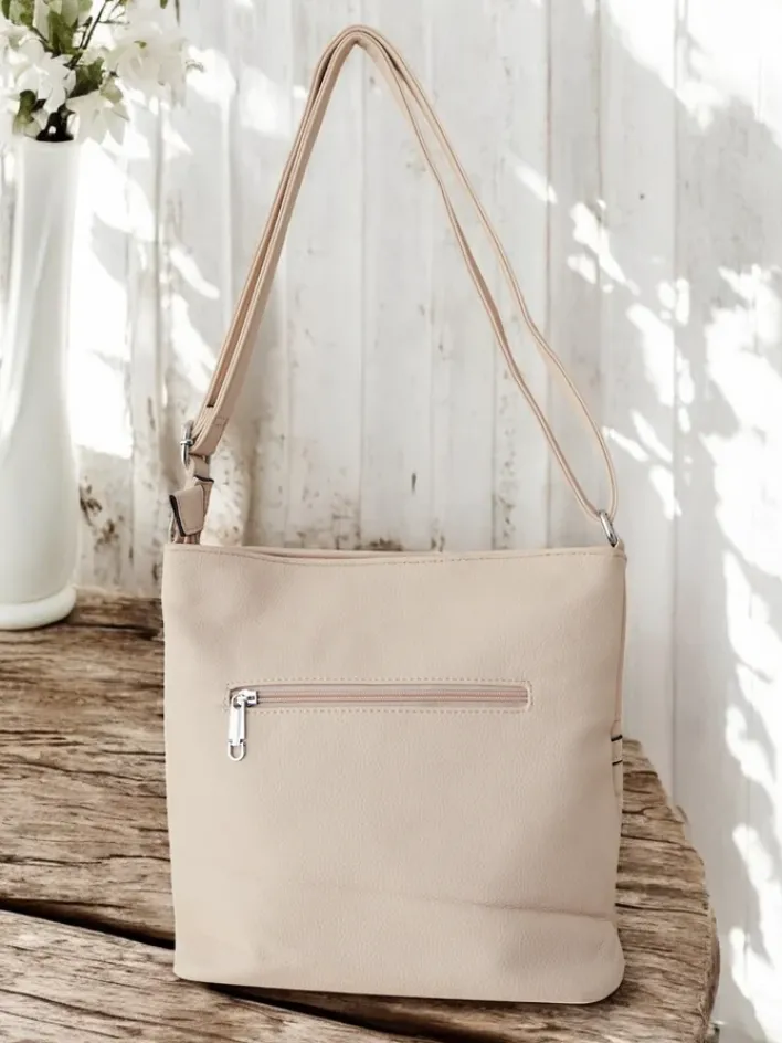 Małe Torebki^Royalfashion Casualowa damska torebka z eko skóry Jasny beż