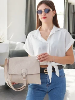 Małe Torebki^Royalfashion Casualowa damska torebka z eko skóry beżowy