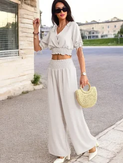 Komplety Damskie|Bluzki / Koszule / Koszulki^Royalfashion Casualowy damski komplet biały