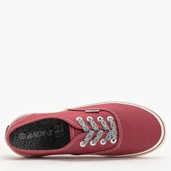 Trampki^Royalfashion Ciemnoróżowe damskie tenisówki Isyia Bordowy