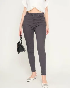 Jeansy^Royalfashion Ciemnoszare jeansy damskie rurki