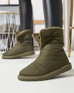 Śniegowce^Royalfashion Ciemnozielone damskie buty a'la śniegowce Amirfu zielony