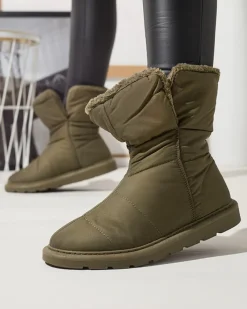 Śniegowce^Royalfashion Ciemnozielone damskie buty a'la śniegowce Kalioli zielony