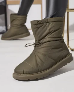 Śniegowce^Royalfashion Ciemnozielone damskie ocieplane buty a'la śniegowce Kaliolen zielony