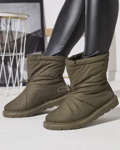 Śniegowce^Royalfashion Ciemnozielone damskie ocieplane buty a'la śniegowce Kaliolen zielony