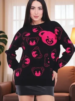 Swetry^Royalfashion Cienki damski sweterek czarny