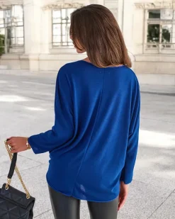 Swetry^Royalfashion Cienki damski sweterek Granatowy