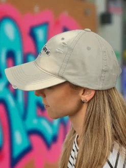 Czapki I Kapelusze^Royalfashion Czapka z Daszkiem New York 1976 z przetarciami beżowy