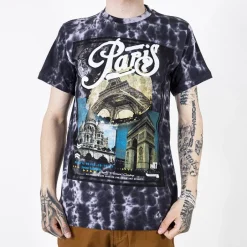 Bluzki^Royalfashion Czarna bawełniana koszulka męska z printem czarny