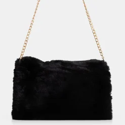 Wieczorowe|Małe Torebki^Royalfashion Czarna futrzana torebka na ramię czarny