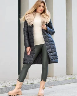 Kurtki / Marynarki / Płaszcze^Royalfashion Czarna kurtka zimowa damska czarny