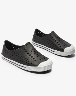 Chłopięce|Dziewczęce^Royalfashion Czarne ażurowe dziecięce gumowe trampki Jiteri czarny