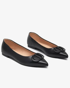 Buty Na Wielkie Wyjście|Baleriny Klasyczne^Royalfashion Czarne baleriny damskie w szpic z ozdobą na nosku Manico czarny