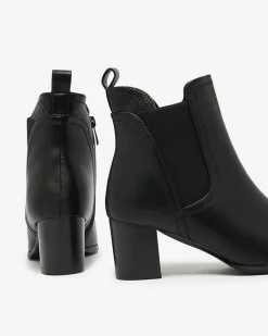 Botki Z Grubym Ociepleniem|Botki Na Słupku^Royalfashion Czarne botki damskie na niskim słupku Nejerya