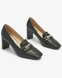 Klasyczne^Royalfashion Czarne czółenka damskie na słupku Kolalic czarny