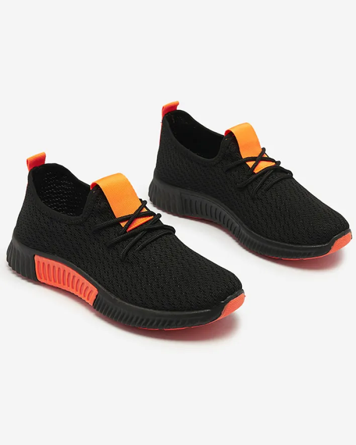 Bieganie, Ćwiczenia I Trening^Royalfashion Czarne damskie buty sportowe z pomarańzowymi wstawkami Keteti pomarańczowy