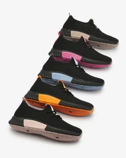 Bieganie, Ćwiczenia I Trening^Royalfashion Czarne damskie buty sportowe z pomarańzowymi wstawkami Keteti pomarańczowy