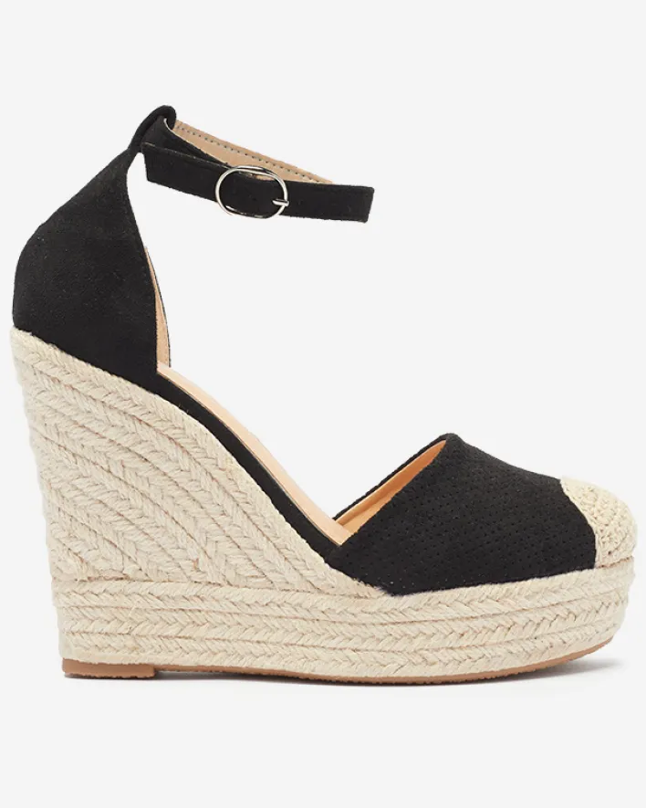 Sandały Na Koturnie^Royalfashion Czarne damskie sandały na koturnie Meylasi czarny