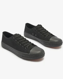 Trampki^Royalfashion Czarne damskie klasyczne sznurowane trampki Ogisa czarny