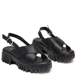 Buty Na Wielkie Wyjście|Sandały Na Słupku^Royalfashion Czarne damskie sandały na masywnej podeszwie Otida czarny