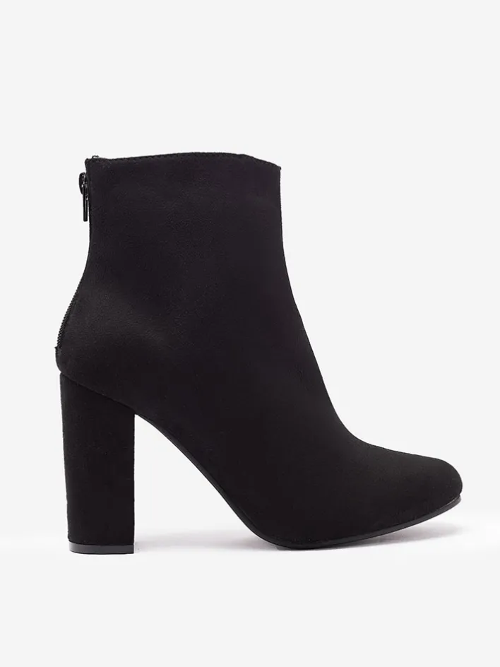 Botki Bez Ocieplenia|Botki Na Słupku^Royalfashion Czarne damskie botki na słupku Sterica