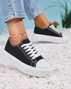 Trampki^Royalfashion Czarne damskie trampki Merija