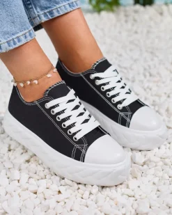 Trampki^Royalfashion Czarne damskie trampki Merija