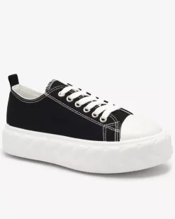 Trampki^Royalfashion Czarne damskie trampki Merija