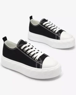 Trampki^Royalfashion Czarne damskie trampki Merija