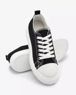 Trampki^Royalfashion Czarne damskie trampki Merija