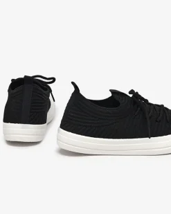 Trampki^Royalfashion Czarne damskie prążkowane trampki Manfer czarny