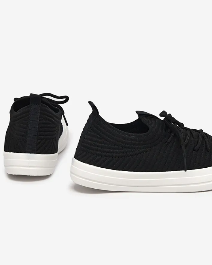 Trampki^Royalfashion Czarne damskie prążkowane trampki Manfer czarny