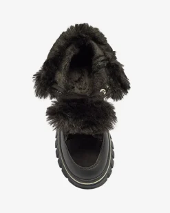 Śniegowce|Botki Z Grubym Ociepleniem^Royalfashion Czarne damskie sznurowane buty a'la śniegowce na platformie Neatesa czarny