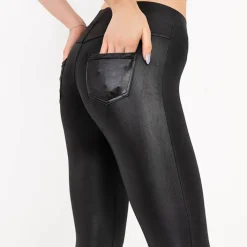 Eko Skórzane^Royalfashion Czarne damskie eko-skórzane tregginsy